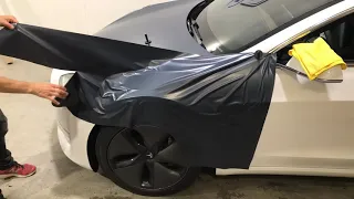 Full Color Change Wrap: Tesla 3 in Satin Thundercloud (3M)