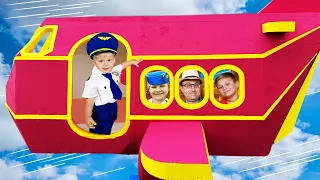 Oliver Diana and Roma show the Safety Rules on board the Airplane