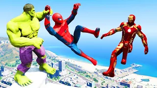 GTA 5 Spiderman & Superheroes Jumping off Highest Buildings (Euphoria Physics/Ragdolls) #10