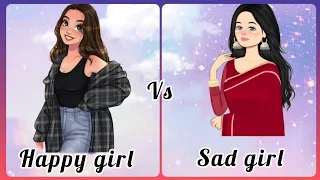 Happy girl ☺️❤️ vs sad girl 😭😭 happy girl dress 👗 vs sad girl dress 👗😂 choose and comment 👍🏻😅🔥🔥