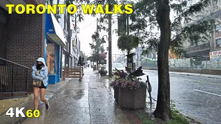 Heavy Rain on Eglinton Avenue - Midtown Toronto Walk (July 8, 2021)