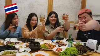 태국여동생 친구들과 삼겹살+갈비 10인분에 술 먹방 (feat.삼용이 첫인상) [ 🇹🇭#38 ]