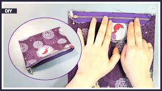 DIY (Beginner sewing) How to make a zipper pouch without lining  [Tendersmile Handmade]