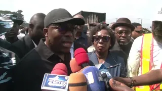 Gov. Fubara visits site of tanker explosion in Eleme, Rivers State, promises aid to victim's family