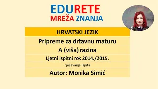 Hrvatski jezik viša (A) razina jesenski rok 2015./2016. godine