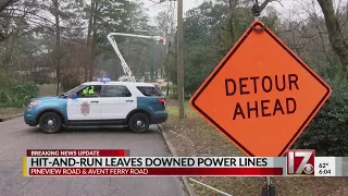 Hit-and-run driver leaves downed power lines