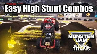 Monster Jam Steel Titans - How to beat Two Wheel & Freestyle Events Easy Way | Easy Stunt Combos