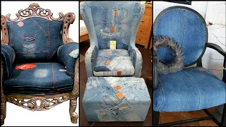 Wow! Recycled Denim for Home Furniture || Denim Chairs | Amazing Jean's Badsheets & Cushions