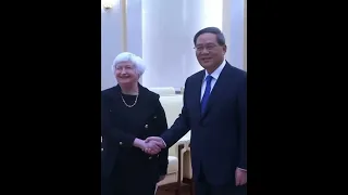 China Premier Li Qiang welcoming US Treasury Secretary Janet Yellen