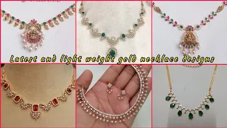 latest and light weight gold stones necklace designs // gold necklace collections in 22crt 916kdm