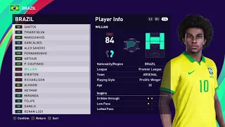 eFootball PES 2021 SEASON UPDATE Brazil player  faces and overall ratings