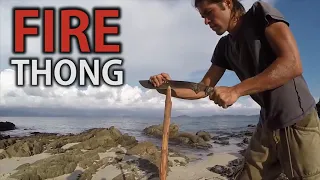 Making fire on a desert island with rattan. Fire Thong