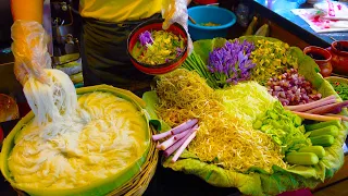 99% of Cambodian People Love It! Num Banh Chok Khmer (Khmer Rice Noodles) - Cambodian Street Food