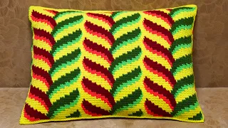 Pillow with Tunisian crochet pattern. Part 1.