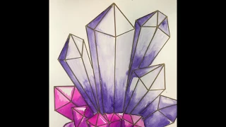 How to draw a cluster of crystals for kids
