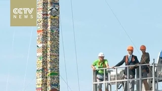 Children build world’s tallest Lego tower in Milan