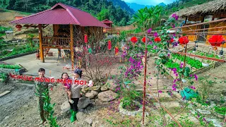 Sang Vy and her daughter decorate for Tet, clean and worship ancestors on the special day - farm