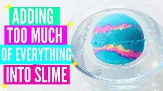 ADDING TOO MUCH INGREDIENTS INTO SLIME! Adding Too Much Of Everything Into SLIME!