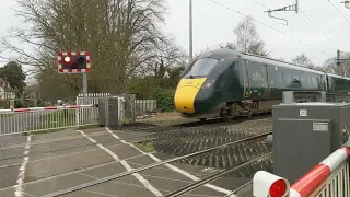 2 Trains at Steventon Causeway Level crossing, Oxfordshire