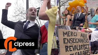 Le sosie de Blanquer dans la manifestation pour les salaires (27 janvier 2022, Paris) [4K]