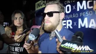 Conor McGregor media scrum in Brazil