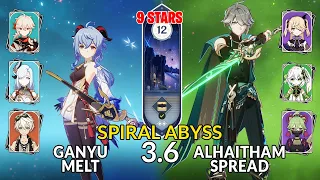 NEW 3.6 Spiral Abyss!│Ganyu Melt and Alhaitham Spread | Floor 12 - 9 Stars | Genshin Impact