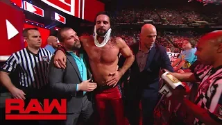 Seth Rollins is helped out of the arena following Elias' attack: Raw, May 28, 2018