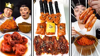 mukbang | Korean super spicy Noodle Challenge | Fire spicy foods Noodles, Enoki Mushroom eating show