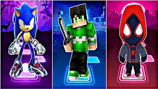 💥Sonic The Hedgehog  🆚 Minecraft 🆚 LEGO Spider-Man ||TILES HOP BABY ||🎯🏆