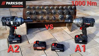 Screw ripper Parkside Performance PASSP 20 Li A2 vs A1 impact wrench. Test up to 1000Nm. Part 2 KO