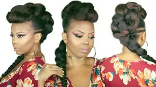 😍FAUX BRAIDED MOHAWK | BRAIDED FAUX HAWK | HOW TO NO CORNROWS 4C NATURAL HAIRSTYLES | tastePINK