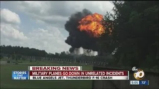 Military planes go down in unrelated incidents