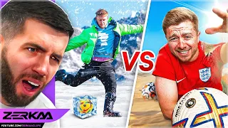 Zerkaa Reacts To 0° vs 40° Football Challenges