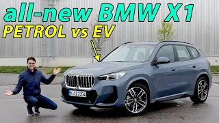 all-new 2023 BMW X1 driving REVIEW - 23i petrol vs iX1 EV car comparison