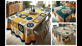 Beautiful tablecloth model knitted with wool (share ideas) #knitted #crochet #tablecloth #design