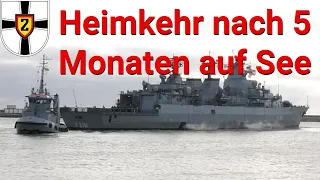 When a German frigate comes back to home port - reception with marching music and marriage proposal