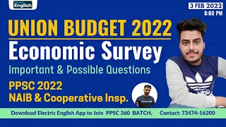 Union Budget and Economy Survey 2022 || Most Imp for PPSC Naib & Cooperative Inspector 2022 Exams