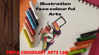 illustration face colour art//Young Art//Pop Art illustration for beginners #Drawing