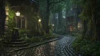 Rain on an Enchanted Forest Village Path Vol. 2 🌧️ | Forest Rain / Thunder / Frogs to Relax & Sleep