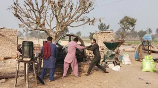 amazing starting and amazing work of old black engine || village Life near pak- India border