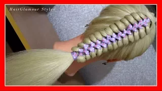 EASY CUTE RIBBON HAIRSTYLE / HairGlamour Styles /  Braids Hair Tutorial