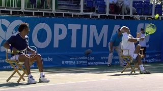 Exclusive tennis match: crazy doubles with Bahrami, Noah, Leconte and Cash