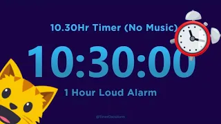 10 Hour 30 Minutes Timer Countdown (No Music) + 1 Hour Loud Alarm