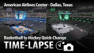 NBA Basketball to NHL Hockey Quick Changeover Time Lapse at American Airlines Center - Dallas, Texas