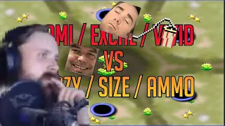 Forsen reacts to Mega 3v3 Expert Challenge | domi/excal/vivid vs crazy/size/ammo | $150 prize