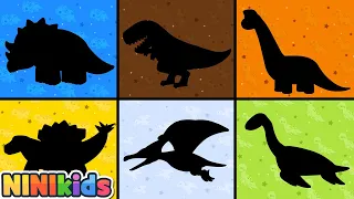 Let's guess what kind of dinosaur it is? | Shadow Dinosaur Puzzle | T Rex? Brachiosaurus? | NINIkids