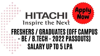 Hitachi Vantara off campus hiring 2023 | job for fresher | Salary up to 5 LPA
