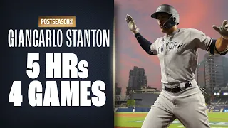 Giancarlo Stanton crushes 5 home runs in last 4 Postseason games! (4 straight Yankees games w/ HR!)