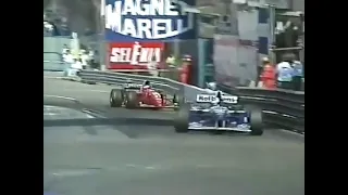 F1 – David Coulthard chased by Ferrari V12s (natural sound) – Monaco 1995