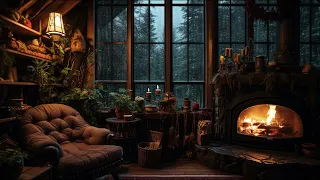 Cozy cabin ambience — Rain and fireplace sounds for sleeping, focus, study, and calm